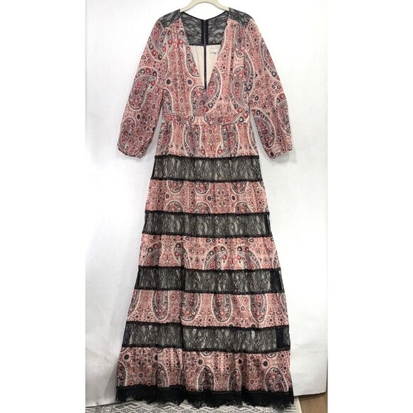 Alice + Olivia Maxi Dress Women 8 Pink Karolina Paisley Lace Boho Cottagecore - Picture 1 of 13